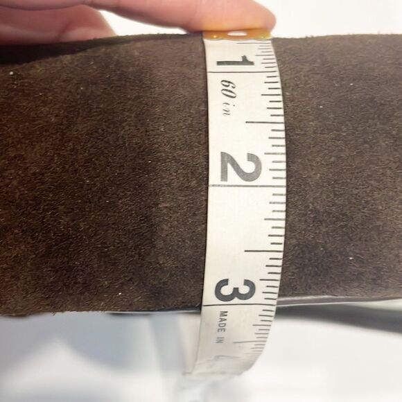 Roger Van S Gold Medallion‎ Vintage Genuine Suede Bag Baguette Brown Retro - Picture 10 of 12